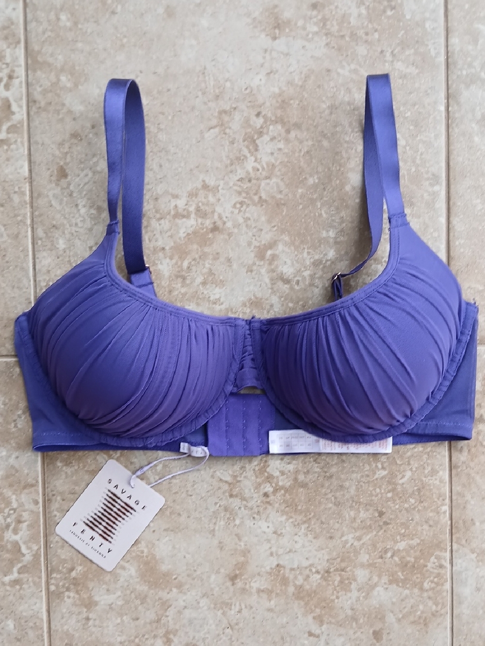 Savage X Fenty 38D Purple Ruched Mesh Underwire Bra